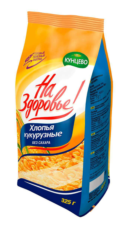  Хлопья Кукурузные не глазированные"На Здаровье" 325г