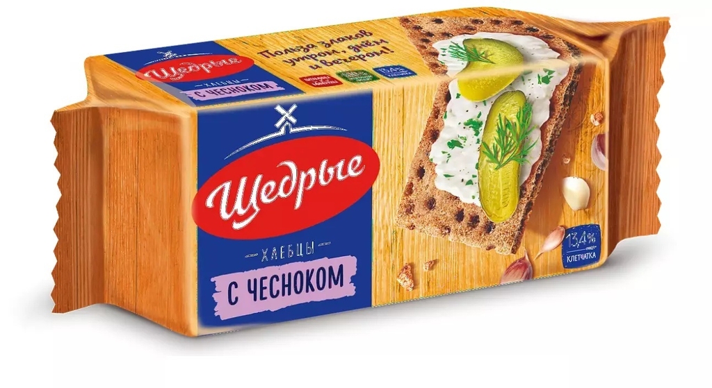 Щедрые Хлебцы тонкие с чесноком 100г