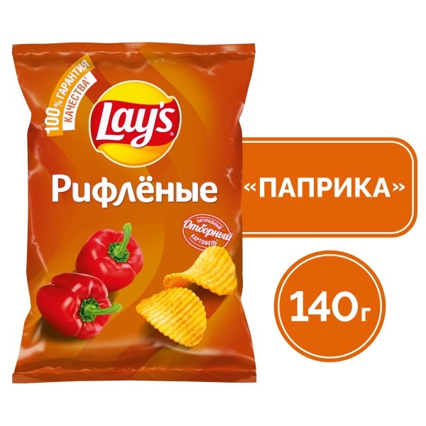 Чипсы Лейз Паприка рифленые 140г