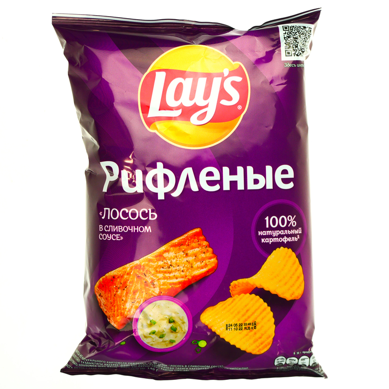 Чипсы Лейз Лосось в слив.соусе Рифленный 140г