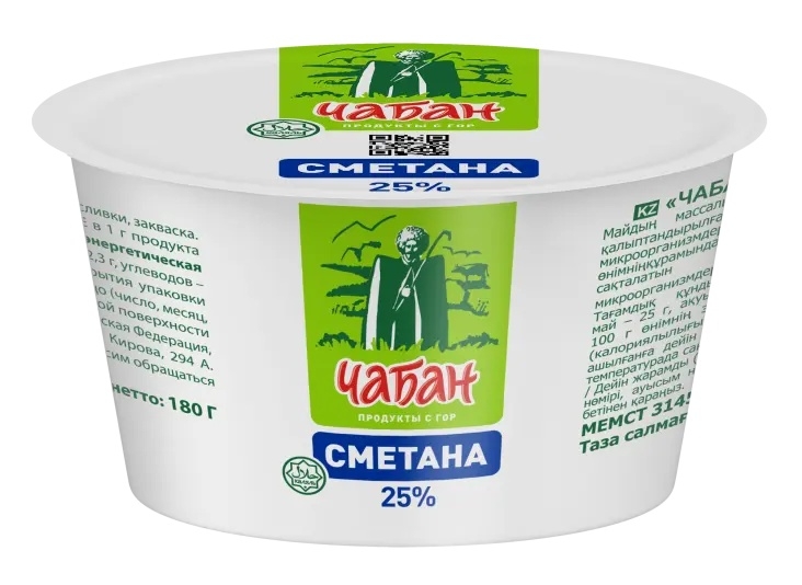 БЗМЖ Чабан Сметана 25% 200г
