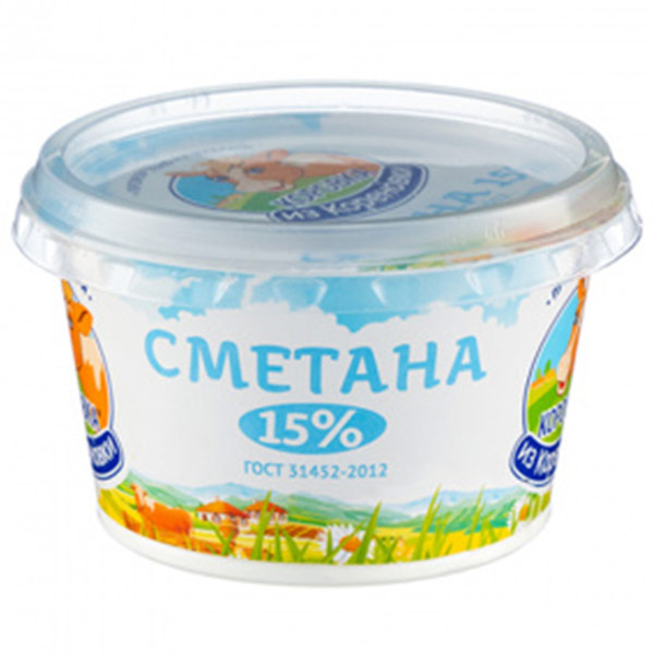 БЗМЖ Сметана Коровка из Кореновки 15% 180г