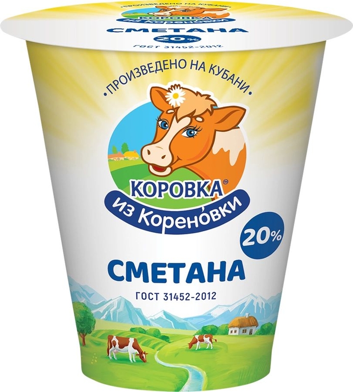 БЗМЖ Сметана Коровка из Кореновки 20% 300г